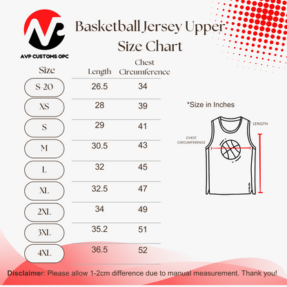 Sublimated Basketball Jersey Set chart 3